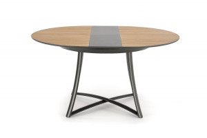 MASA DINING EXTENSIBILA MORETTI, STEJAR AURIU/GRI/NEGRU, 118/148 CM, BLAT DIN MDF SI PICIOARE DIN METAL, STIL VINTAGE - Img 4