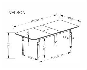 MASA DINING EXTENSIBILA NELSON ALBA, 160/200 CM, BLAT DIN MDF SI PICIOARE DIN LEMN MASIV, STIL CLASIC - Img 6