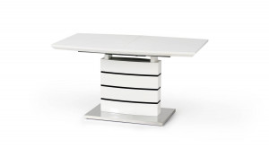 MASA DINING EXTENSIBILA NORD, ALB/NEGRU/CROM, 140/180 CM, DIN MDF LACUIT SI METAL, STIL MODERN - Img 3
