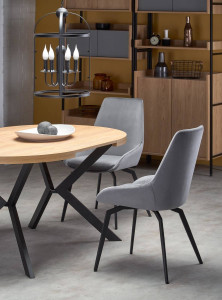 MASA DINING EXTENSIBILA PERONI, STEJAR AURIU/NEGRU, 100/250 CM, BLAT DIN MDF SI PICIOARE DIN METAL, STIL MODERN - Img 5