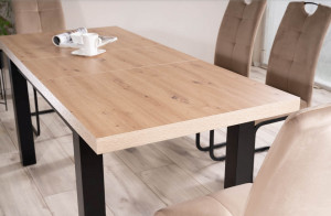 MASA DINING EXTENSIBILA PRESTO, 140/218 CM, STEJAR ARTISAN/NEGRU, DIN PAL LAMINAT, STIL MODERN - Img 4
