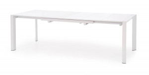 MASA DINING EXTENSIBILA STANFORD XL, ALBA, 130/250 CM, BLAT DIN MDF LACUIT SI PICIOARE DIN METAL, STIL MODERN - Img 5