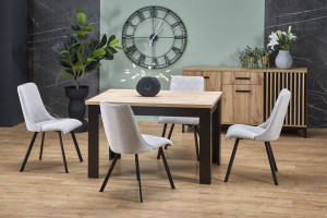MASA DINING EXTENSIBILA STIL BAGIO, 120/160 CM, STEJAR ARTISAN/NEGRU, DIN PAL LAMINAT SI METAL, STIL MODERN - Img 2