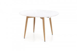 MASA DINING EXTENSIBILA STIL CALIBER, 160/200 CM, STEJAR SAN REMO/ALB, DIN MDF LAMINAT SI METAL, STIL MODERN - Img 6