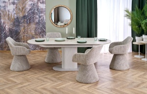 MASA DINING EXTENSIBILA STIL FALONE, 180-220/90/76 cm, CONFECTIONATA DIN MDF SINTETIZAT SI OTEL, STIL MODERN
