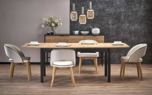 MASA DINING EXTENSIBILA STIL FLORIAN, STEJAR ARTISAN/NEGRU, 160/228 CM, DIN MDF SI FURNIR, STIL CLASIC - Img 3
