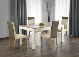 MASA DINING EXTENSIBILA STIL SEWERYN, STEJAR SONOMA/ALB, 160/300 CM, BLAT DIN PAL SI PICIOARE DIN MDF, STIL CLASIC