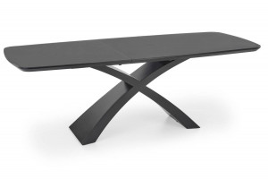 MASA DINING EXTENSIBILA STIL SILVESTRO, GRI INCHIS/NEGRU, 180/220 CM, BLAT DIN STICLA, MDF SI PICIOR DIN METAL, STIL MODERN - Img 7