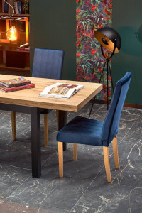 MASA DINING EXTENSIBILA TIAGO, STEJAR CRAFT/NEGRU, 140/220 CM, BLAT DIN PAL SI PICIOARE DIN LEMN MASIV, STIL VINTAGE - Img 3