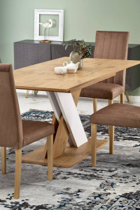 MASA DINING EXTENSIBILA XARELTO, STEJAR LANCELOT/ALB, 130/175 CM, DIN PAL MELAMINAT, STIL MODERN - Img 3