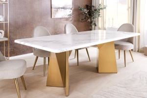 MASA DINING, EXTRAVAGANCIA 200CM, BLAT DIN MARMURA ALBA SI PICIOARE METAL, ARTIM GROUP SELECTION - Img 2