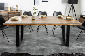 MASA DINING FIRE&EARTH 39747 DIN LEMN MASIV DE TRANDAFIR STIL VINTAGE - Img 2