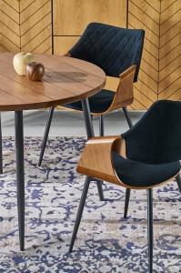 MASA DINING/LIVING BARRY fi105/75, NUC/NEGRU, BLAT DIN PLACA DE MDF SI PICIOR DIN METAL, STIL MODERN - Img 2