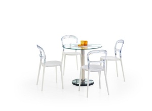 MASA DINING/LIVING CYRYL, CROM/NEGRU, CU BLAT DIN STICLA SI PICIOR DIN METAL, STIL MODERN