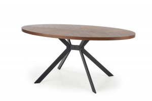 MASA DINING LOCARNO, NUC/NEGRU, 170 CM, BLAT DIN MDF SI PICIOARE DIN METAL, STIL CLASIC - Img 5