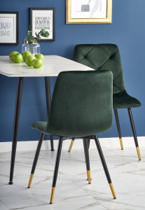 MASA DINING MARCO, CU EFECT DE MARMURA ALBA/NEGRU, 120 CM, BLAT DIN STICLA, MDF SI PICIOARE DIN METAL, STIL MODERN - Img 6