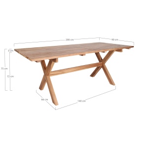 MASA DINING MURCIA 200x90x75 cm, REALIZATA DIN LEMN DE TEC, CULOARE NATUR, HOUSE NORDIC - Img 6
