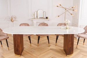 MASA DINING/OFFICE 220CM, LEMN MASIV DE MANGO, MARMURA, ARTIM GROUP SELECTION