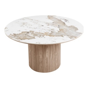 MASA DINING ROTUNDA ATHENS ø140x76 cm, REALIZATA DIN MDF, CERAMICA, CULOARE MARO/MARMURA, HOUSE NORDIC - Img 2
