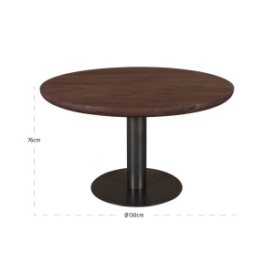 MASA DINING ROTUNDA BALDWIN 130cm, REALIZATA DIN LEMN DE MANGO SI METAL, CULOARE MARO, STIL MODERN - Img 2