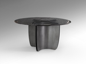 MASA DINING ROTUNDA, NIGHT 150CM, METAL SI STICLA, DESIGN MODERN, SCHULLER - Img 6