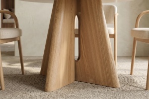 MASA DINING ROTUNDA ORGANIKO 120CM, REALIZATA DIN MATERIAL LEMNOS, FURNIR SI BLAT CERAMIC, CULOARE MARMURA BEJ/STEJAR, INVICTA INTERIOR - Img 2