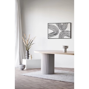 MASA DINING SOLVA 100x220x75 cm, REALIZATA DIN LEMN DE FRASIN SI MDF, CULOARE ALB/NISIPIU, HOUSE NORDIC - Img 7