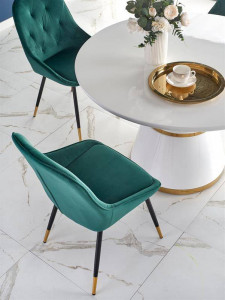 MASA DINING STIL VEGAS, ALB/AURIU, 120 CM, BLAT DIN MDF SI PICIOR DIN METAL, STIL MODERN - Img 7
