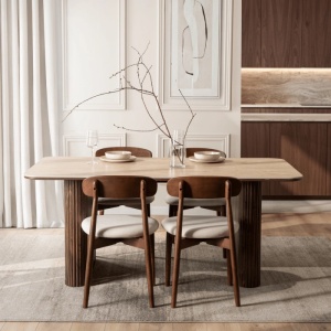 MASA DREPTUNGHIULARA 180CM, ARTIM MEBLE, REALIZATA DIN MDF SI CERAMICA, CULOARE TRAVERTIN/NUC, STIL MODERN - Img 3