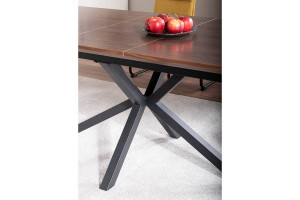 MASA EXTENSIBILA 160/200 CM, NUC/NEGRU MAT, BLAT DIN MDF SI PICIOARE DIN METAL, STIL MODERN - Img 4