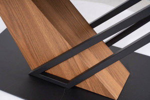 MASA EXTENSIBILA, 160/220 CM, EFECT DE MARMURA NEAGRA/STEJAR/NEGRU MAT, DIN CERAMICA, MDF SI METAL, STIL MODERN - Img 5