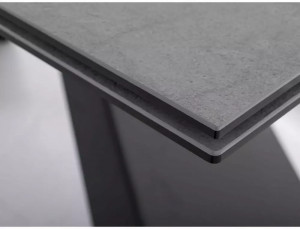 MASA EXTENSIBILA, 160/240 CM, EFECT DE PIATRA GRI/NEGRU MAT, DIN CERAMICA, STICLA SI METAL, STIL MODERN - Img 4