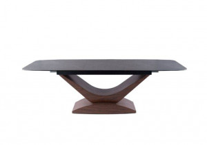 MASA EXTENSIBILA,, 180/240 CM, EFECT DE MARMURA GRI/NUC, DIN STICLA SECURIZATA, CERAMICA SI MDF, STIL MODERN - Img 7