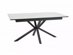 MASA EXTENSIBILA ALPINE, 160/200 CM, EFECT DE MARMURA ALBA/NEGRU MAT, DIN MDF, CERAMICA SI METAL, STIL MODERN - Img 3