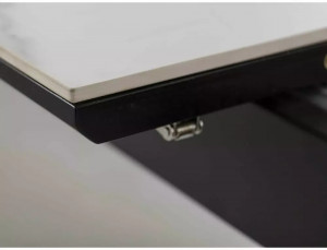 MASA EXTENSIBILA ALPINE, 160/200 CM, EFECT DE MARMURA ALBA/NEGRU MAT, DIN MDF, CERAMICA SI METAL, STIL MODERN - Img 8