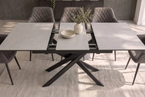 MASA EXTENSIBILA ALPINE 160-200CM, REALIZATA DIN METAL SI BLAT MDF SI CERAMICA, DE CULOARE GRI TAUPE - Img 9