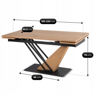 MASA EXTENSIBILA DE DINING REX 160/220CM, REALIZAT DIN METAL SI BLAT MDF, CULOARE STEJAR/NEGRU, ARTIM MEBLE - Img 8