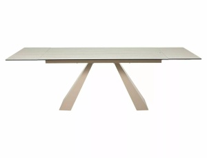 MASA EXTENSIBILA DINING, CULOARE TRAVERTIN/CASMIR , 160/240 CM, DIN STICLA SECURIZATA, CERAMICA SI METAL, STIL MODERN - Img 2