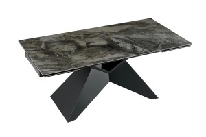 MASA EXTENSIBILA DINING DIAMOND 180/220/260CM, REALIZATA DIN METAL SI CERAMICA, CU ASPECT DE TAUPE SI CULOARE NEAGRA