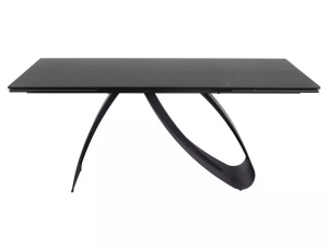 MASA EXTENSIBILA DIUNA SAHAR NOIR, 160/240 CM, EFECT DE MARMURA NEAGRA/NEGRU MAT, DIN STICLA SECURIZATA, CERAMICA SI METAL, STIL MODERN - Img 10