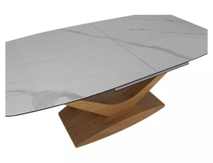 MASA EXTENSIBILA DOLCE, 180/240 CM, ALB VENATO/STEJAR, DIN STICLA SECURIZATA, CERAMICA - Img 6