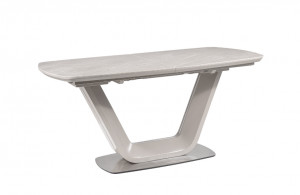 MASA EXTENSIBILA GRI DESCHIS/CROM, 160/220 CM, DIN CERAMICA, MDF SI METAL, STIL MODERN - Img 3