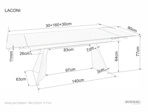MASA EXTENSIBILA LACONI, 160/220 CM, ALB MAT/NEGRU MAT, DIN CERAMICA SI METAL, STIL MODERN - Img 3