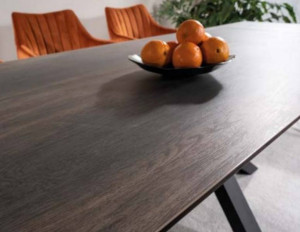 MASA EXTENSIBILA, MARO/NEGRU MAT, 160/240 CM, DIN STICLA SECURIZATA, CERAMICA SI METAL, STIL MODERN - Img 2