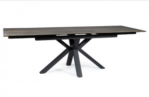 MASA EXTENSIBILA, MARO/NEGRU MAT, 160/240 CM, DIN STICLA SECURIZATA, CERAMICA SI METAL, STIL MODERN - Img 7