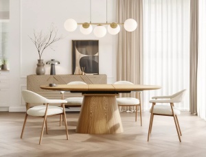 MASA EXTENSIBILA, MAROCCO 160/200CM, CULOARE STEJAR, BLAT DIN MDF SI FURNIR SI CADRUL DIN MDF SI FURNIR NATURAL, STIL MODERN