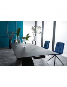 MASA EXTENSIBILA, NEGRU MAT, 160/240 CM, BLAT DIN STICLA SECURIZATA SI PICIOARE DIN METAL, STIL MODERN - Img 3