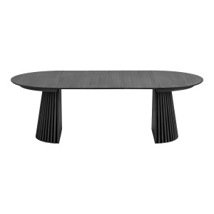 MASA EXTENSIBILA OSAKA ø120x120-160-200-240x75 cm, REALIZATA DIN FURNIR DE STEJAR SI MDF, CULOARE NEGRU, HOUSE NORDIC - Img 3