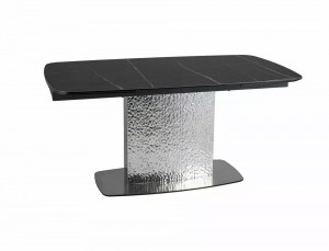 MASA EXTENSIBILA SAHARA, 160/240 CM, EFECT DE MARMURA NEAGRA/CROM, DIN CERAMICA, STICLA SI METAL, STIL MODERN - Img 3