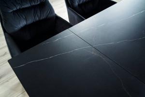 MASA EXTENSIBILA SAHARA, 160/240 CM, EFECT DE MARMURA NEAGRA/NEGRU, DIN CERAMICA, STICLA SI METAL, STIL MODERN - Img 5
